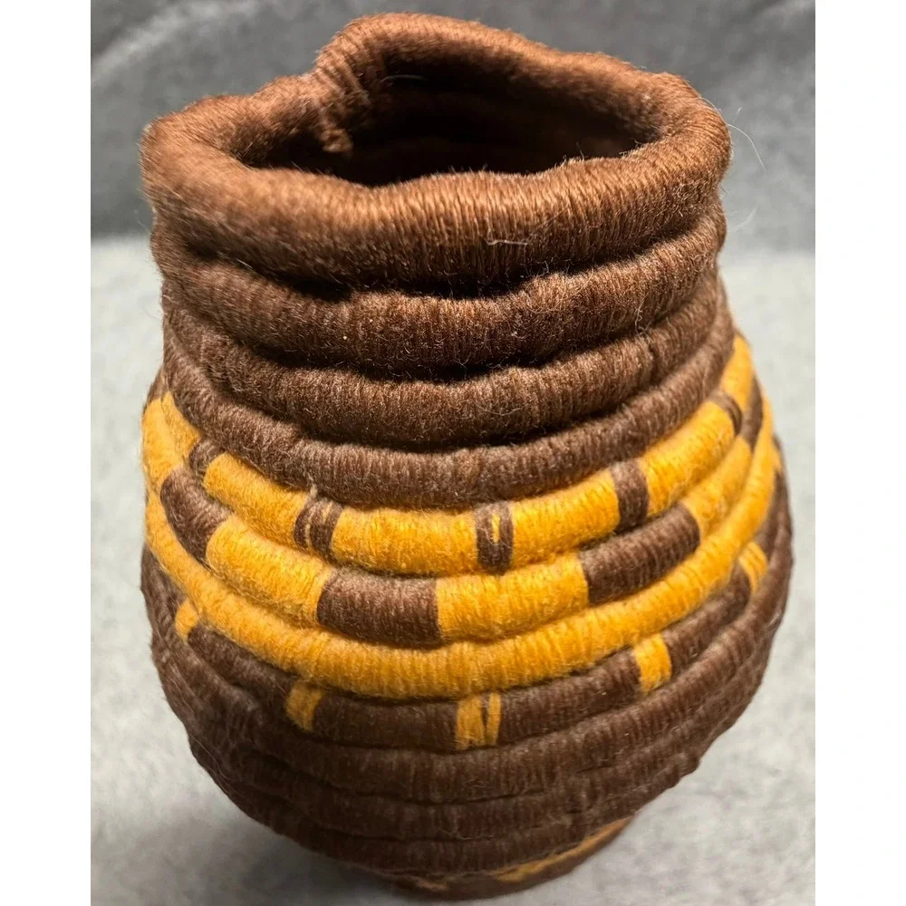 Vintage Tohono O'odham Coiled Olla Baskets Circa 1920 Native American Set of 2